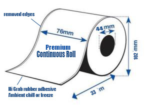 A1 Labels - AJETF2 Premium Gloss Ink / HIGH GRAB - Continuous Label Roll 51mm wide x 33 Metres long