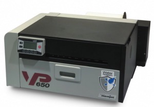 VP650e colour label printer + water resist ink tanks + 6 inch unwinder