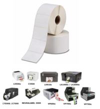 Matt white labels on rolls for Ink Jet Colour Printers - choose by printer model, then size